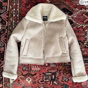 Zara Women's Beige Teddy Jacket